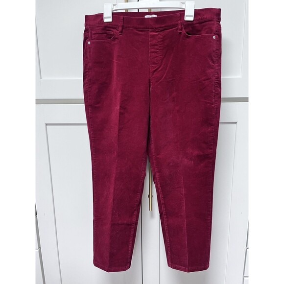 J. Jill Corduroy Pull On Pants Women's Size Large Red Stretch Cords Holiday - Picture 1 of 7